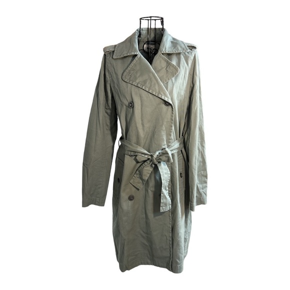 Marine Layer Kelly Belted Trench Coat Faded Sage/Olive Green Size Small - Picture 6 of 16